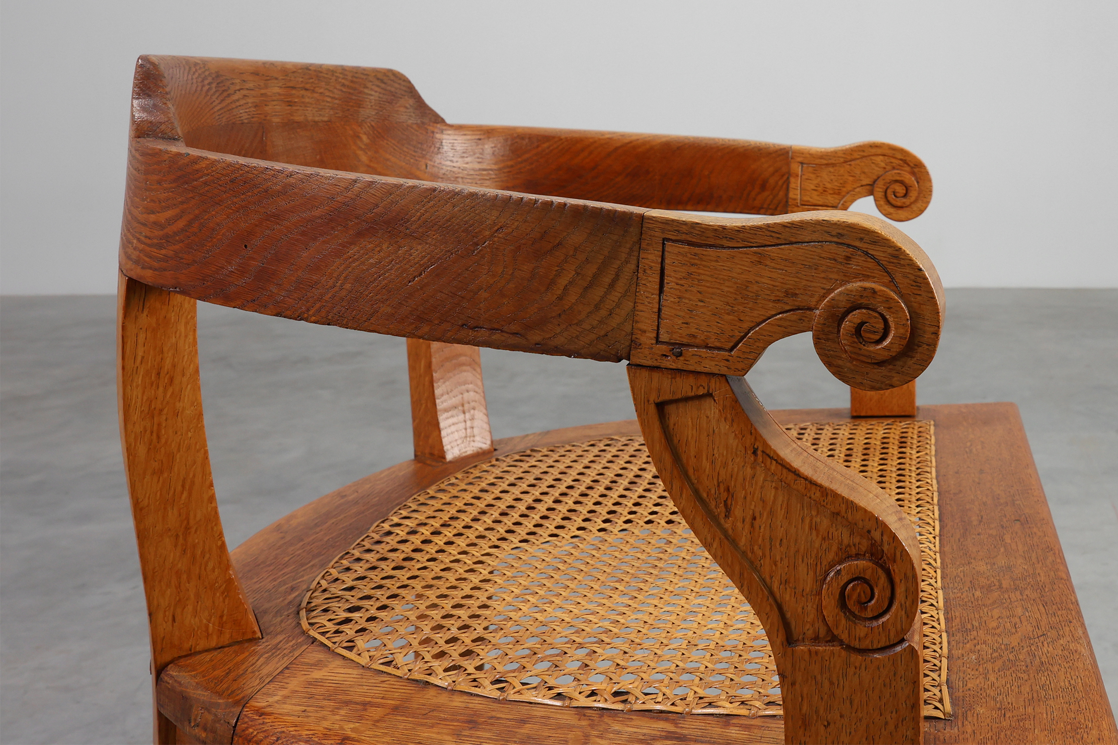 French Neoclassical Oak Chair with Wicker Seat, Late 19th Centurythumbnail